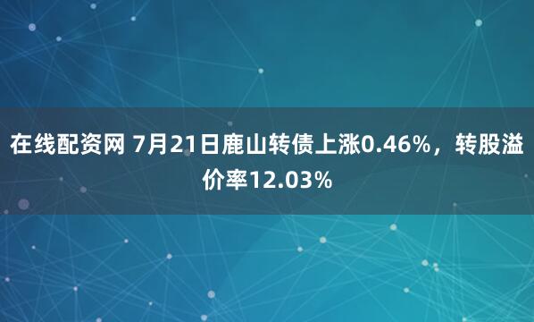 在线配资网 7月21日鹿山转债上涨0.46%，转股溢价率12.03%