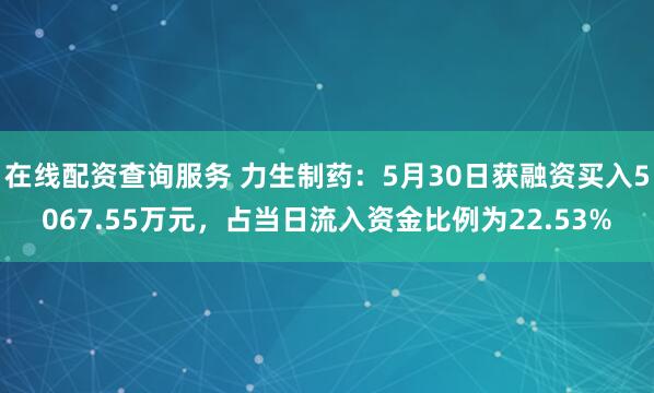 在线配资查询服务 力生制药：5月30日获融资买入5067.55万元，占当日流入资金比例为22.53%